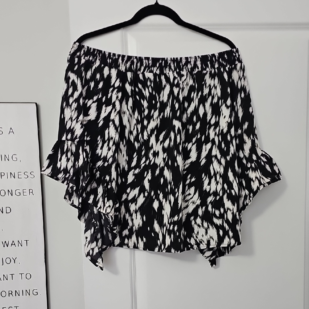 Black and White Off-Shoulder Top
